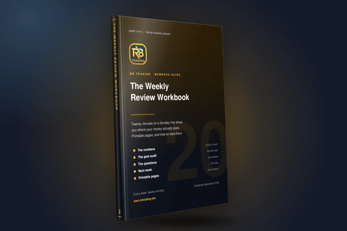 Cover of The Weekly Review Workbook, an RB Trading guide